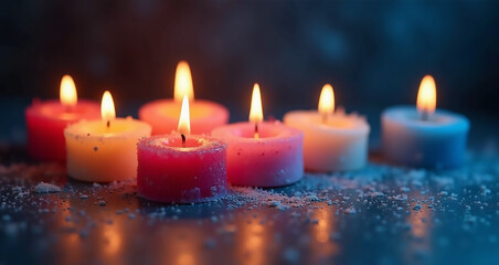 burning candles in the dark