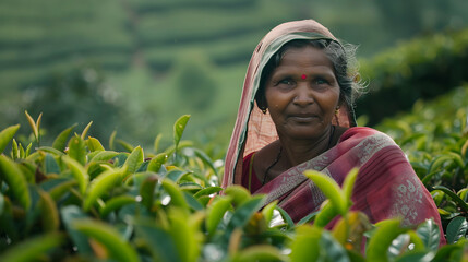 Woman Indian Tea Plantation