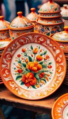 Fototapeta premium italienische Töpferware mit orangen Dekor