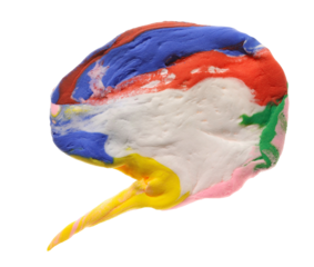 Colorful light clay in shape speech bubble, modeling clay isolated on white, clipping