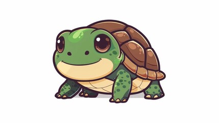 Fototapeta premium Cute and Adorable Cartoon Turtle Icon Graphic Design Element for Photo Animal Clip Art Nature and Wildlife Concept Environment and Ecology Theme
