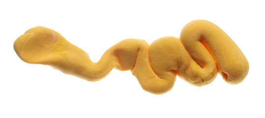 Yellow light modeling clay in shape line, clay isolated on white, clipping