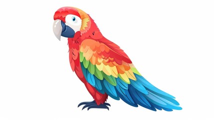 Fototapeta premium Vibrant Macaw Parrot with Stunning Multicolored Feathers Perched on Branch in Tropical Setting Captivating and Magnificent Bird with Vivid Plumage and Bright Colors in a Natural Wildlife Environment