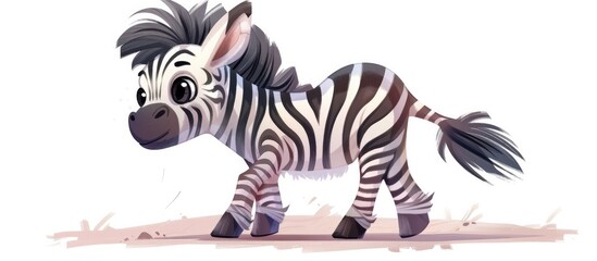 Obraz premium Cute and Playful Cartoon Zebra Character in Various Poses on Bright Savanna or Safari Themed Background Adorable Perfect for Children s Room Decor T shirt Designs Graphic Design Elements and More