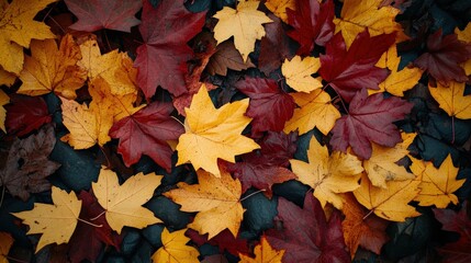 Vibrant autumn leaves scattered across a natural background