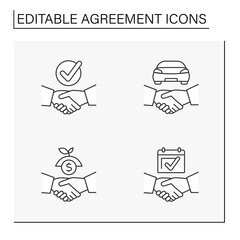 Agreement line icons set.Good deal between partners. Deals concepts. Isolated vector illustrations. Editable stroke