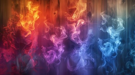 Colorful Smoke on Wooden Background Abstract Texture