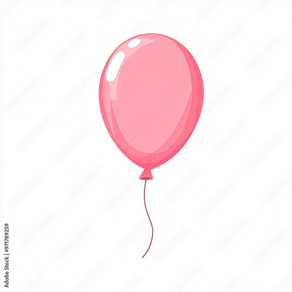 Wall mural a single pink celebration balloon is arranged against a white background, and adorned with colorful 