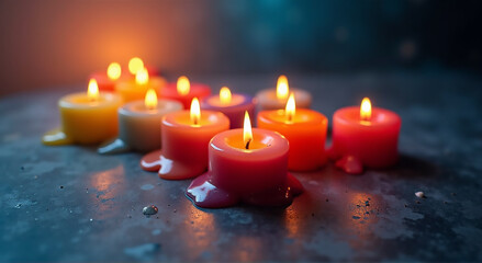 burning candles in the dark