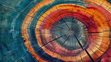Colorful Wood Texture Background - Tree Trunk Rings