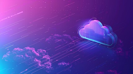 Cloud storage for downloading an isometric. A digital service or application with data transmission.