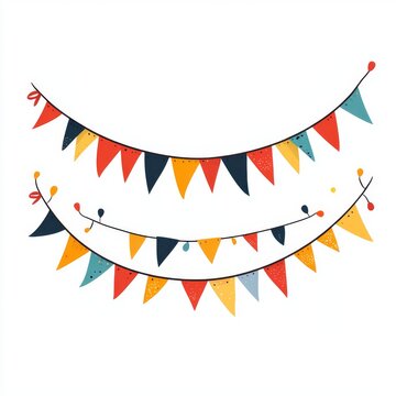 recommend clip art: This vibrant set of three festive bunting banners is adorned with playful triangles and cheerful colors. Perfect for bringing joy and festivity to any design.