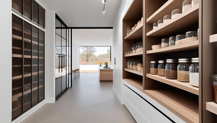 luxury pantry custom shelving glass jars organized storage