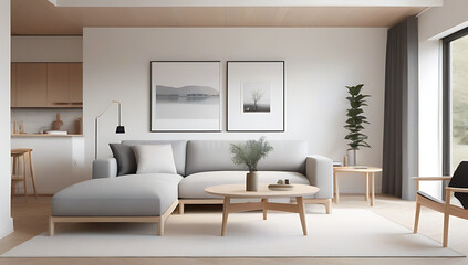 living room light wood accents simple decor natural light