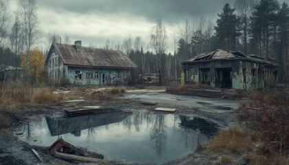 Chernobyl disaster, Chernobyl, apocalyptic photo, Chernobyl nuclear power plant after the catastrophe, abandoned buildings
