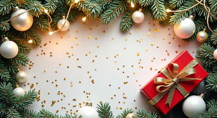 christmas background with christmas tree and decorations