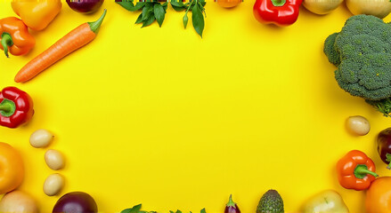 frame with vegetables