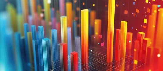 Obraz premium 3D illustration of an abstract financial chart featuring bars and diagrams for business analysis and graphic representation