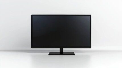 Fototapeta premium Flat screen television on a white background realistic 4K display illustration showcasing a sleek black HD monitor mockup and modern video panel design
