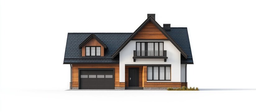 House on a white background Isolated Represents construction roof repair and home improvement Real estate sales and loan market 3D rendering and illustration