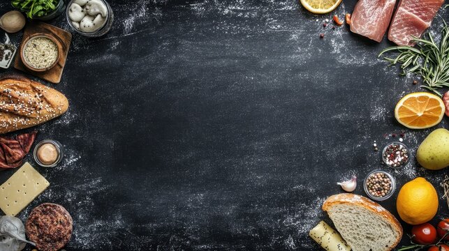 This rustic business card showcases a chalkboard background adorned with hand-drawn food icons, creating a warm and inviting feel