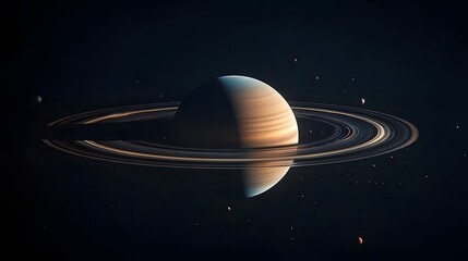 Solar System with Rings: The solar system featuring planets with rings, like Saturn and Uranus, their rings casting shadows on the planets.
