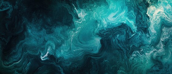 Vibrant abstract blue and green background featuring marble and water textures complemented by dark green blurs and transitions for decorative banners or website enhancements