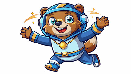 Obraz premium cartoon character bear cub in an astronaft costume