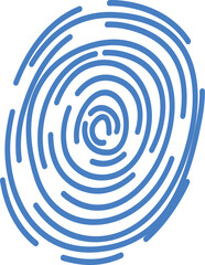 Blue fingerprint design is swirling on a white background representing the concept of individuality