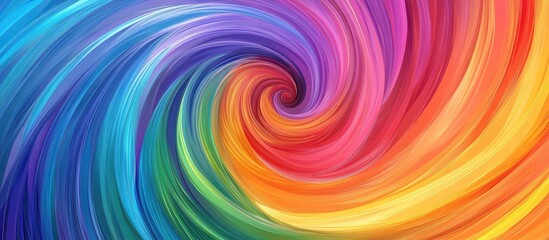 Vibrant swirling rainbow background Colorful illustration featuring twisted spiral rays Abstract design bursting with multicolor