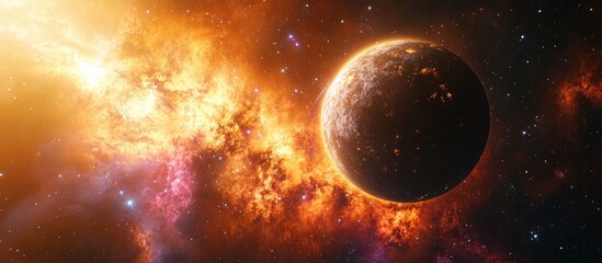 Obraz premium 3D Illustration of a Planet in a Galaxy in Outer Space