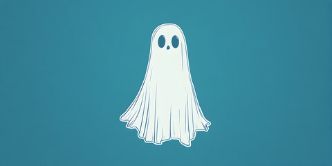 Simple ghost outline on a matte blue background.


