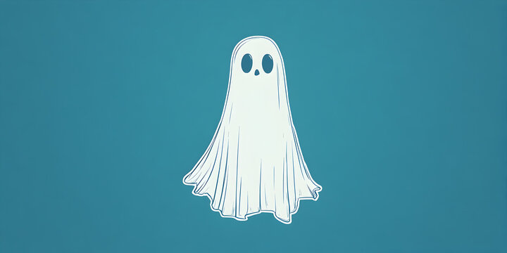 Simple ghost outline on a matte blue background.


