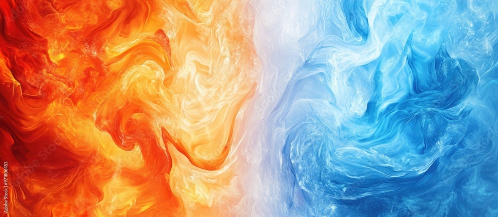 Poster abstract background image of fire and ice elements combined