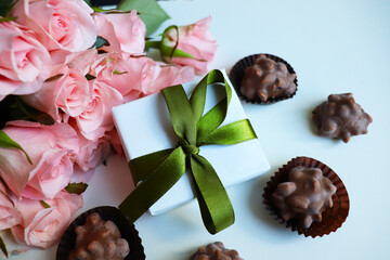 gift concept. chocolates and gift box