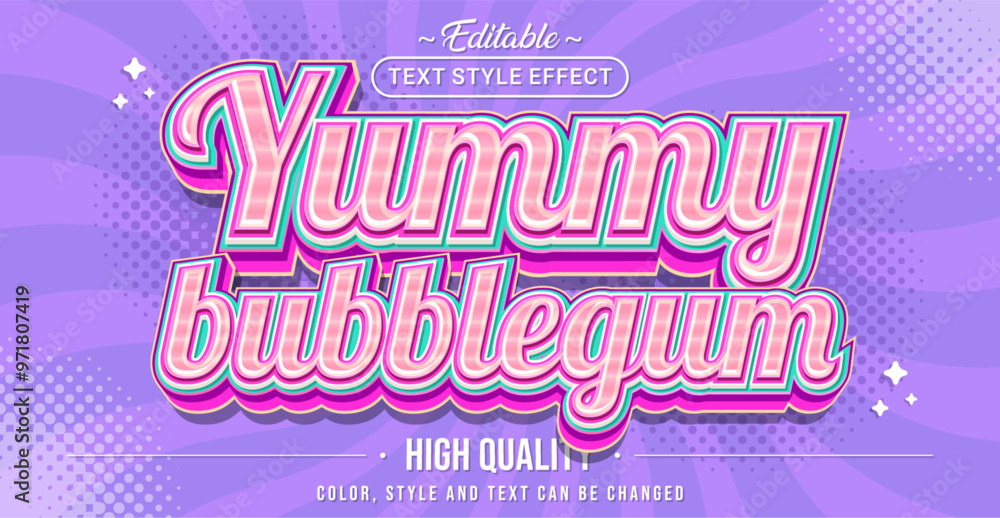 Poster Editable text style effect - Yummy Bubblegum text style theme.