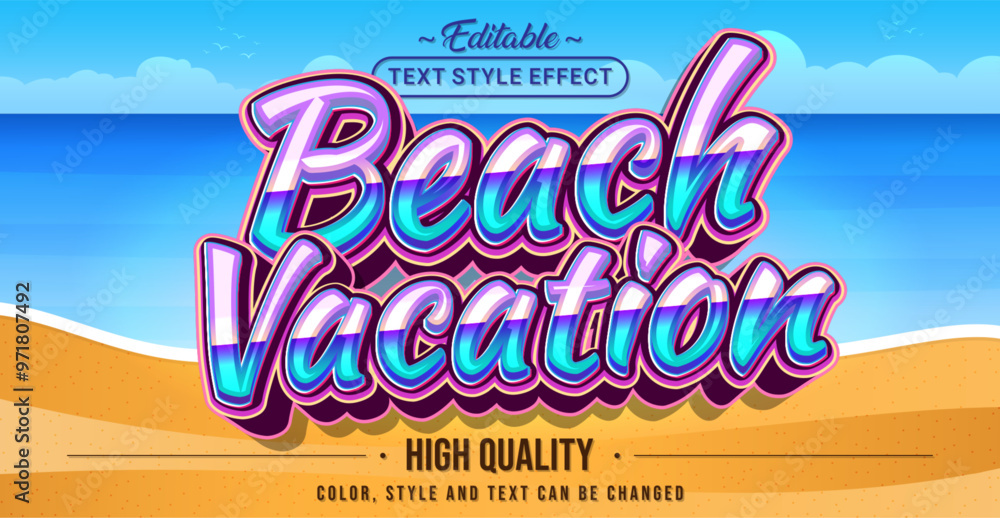 Aufkleber editable text style effect - beach vacation text style theme.
