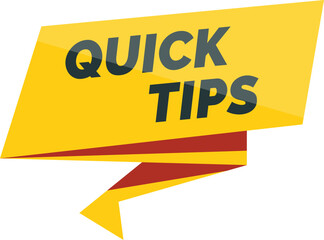 Yellow quick tips banner with red ribbon for showing useful information on websites and printed media