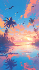 Obraz premium Beach sunset scenery