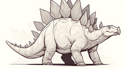 Fototapeta premium Stegosaurus Line Drawing