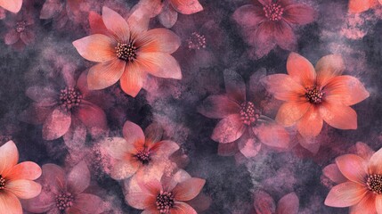 Allover seamless floral pattern design featuring a blurred stylistic 3D effect suitable for wallpaper carpets rugs bed sheets digital prints textile prints and various decorative uses