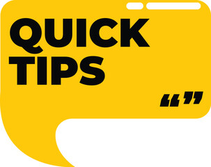 Yellow speech bubble giving quick tips on internet or social media, simple flat design