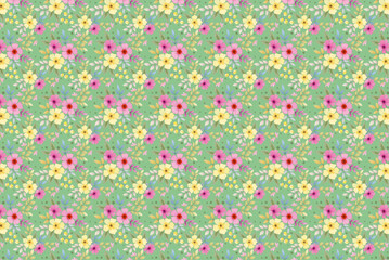 Blooming midsummer meadow seamless pattern.