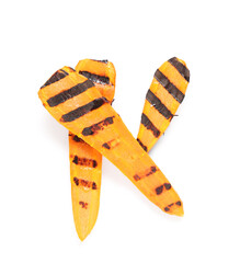 Tasty grilled carrots isolated on white background