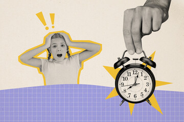 Trend artwork composite sketch image collage of silhouette shocked face alert young schoolgirl...