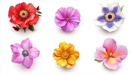 Set of different beautiful flowers on white background. banner design.