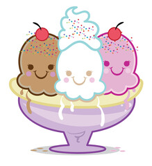 Cute Cartoon Ice Cream Sundae