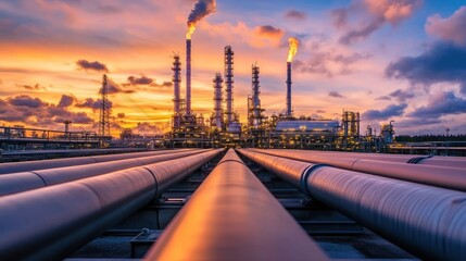 Industrial Complex at Sunset