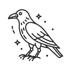Obraz premium Crow bird outline icon, spooky Halloween illustration