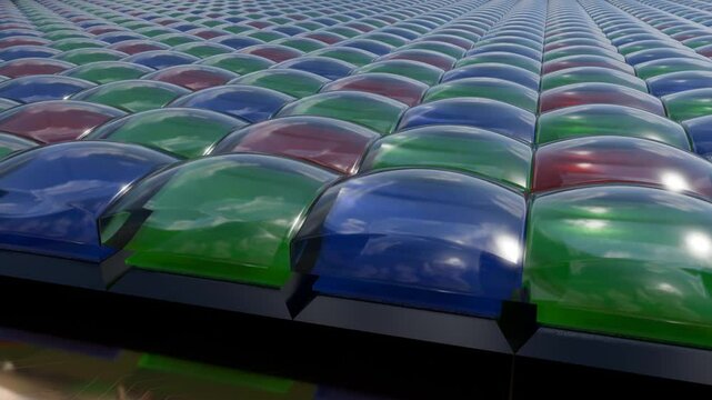 3d render of a close up view of a CMOS or CCD sensor in a camera.